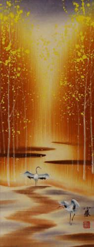 When Three Meet, One Becomes Teacher - Small Wall Scroll close up view