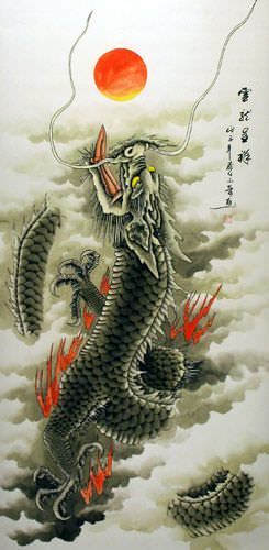 Dragon Wall Scroll close up view