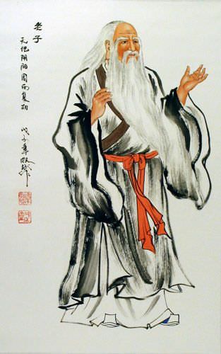 Wise Lao Tzu / Laozi Wall Scroll close up view