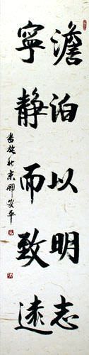 A Life of Serenity<br>Yields Understanding - Chinese Calligraphy Wall Scroll close up view
