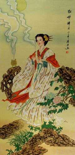 Diao Chan - Famous Beauty of China - Wall Scroll close up view