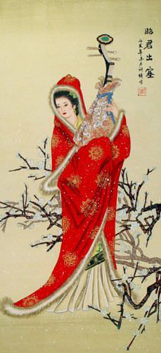 Zhao Jun - The Distinguished Beauty of China Scroll close up view