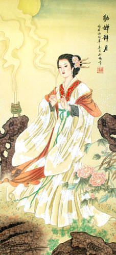 Diao Chan - Famous Beauty of China - Wall Scroll close up view