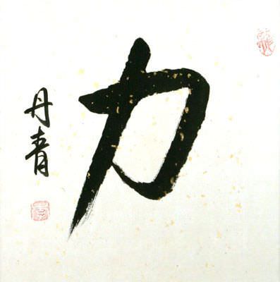 STRENGTH / POWER Chinese / Japanese Kanji Wall Scroll close up view