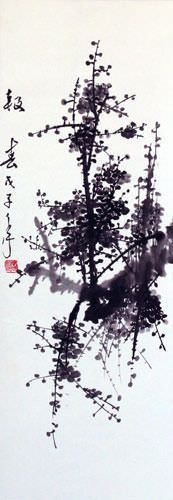 Plum Blossom Wall Scroll close up view