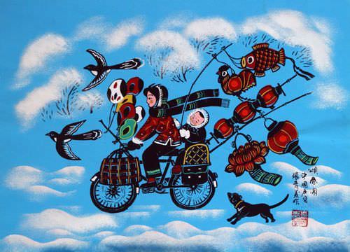 Bringing Spring Festival - Chinese Peasant Painting