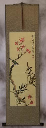 Enjoy the Beauty of Spring - Bird and Flower Wall Scroll