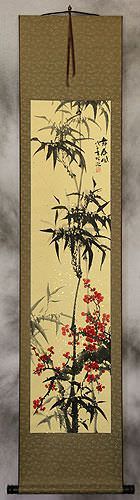 Black Ink Bamboo & Plum Blossom Scroll