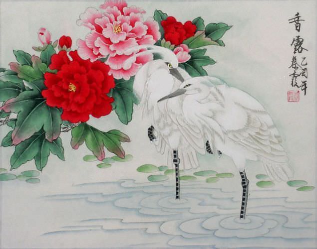 Egrets - Early Morning Dew Painting