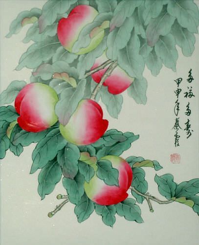 Wishing You a Happy and Long Life - Peaches Painting