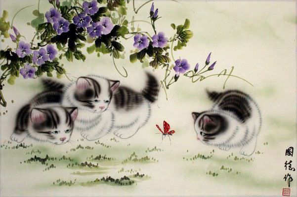 Kittens at Play - Asian Painting