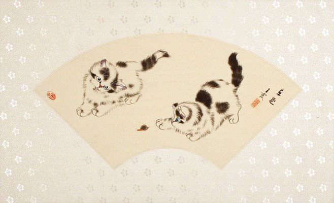Fan-Style Kittens Painting