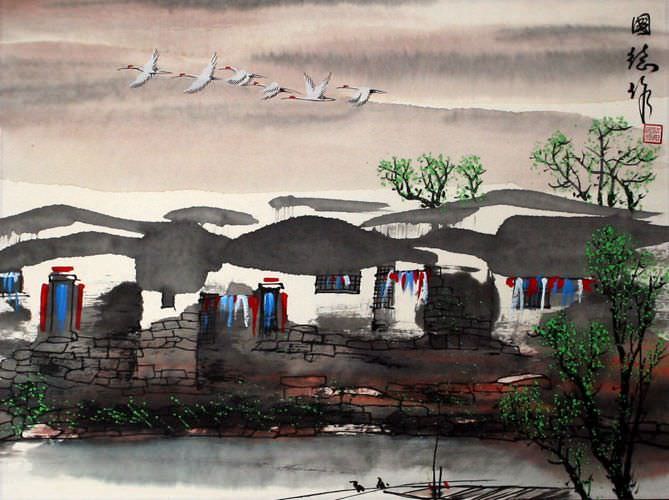 Birds Over Suzhou - Chinese Venice Painting