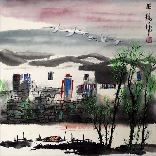Birds Over Suzhou - Chinese Venice Painting