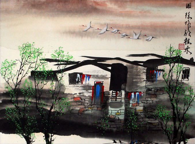 Birds Over Suzhou - Chinese Venice Painting