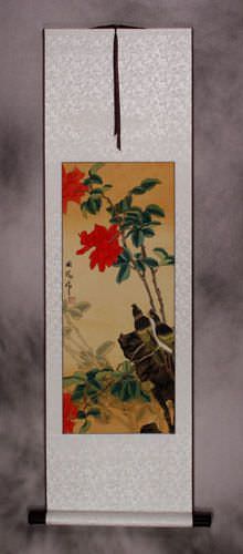 Bird & Flower Wall Scroll