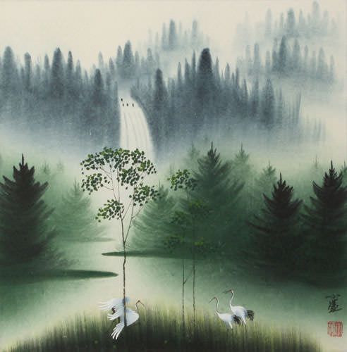 Waterfall Delight Watercolor Landscape Painting