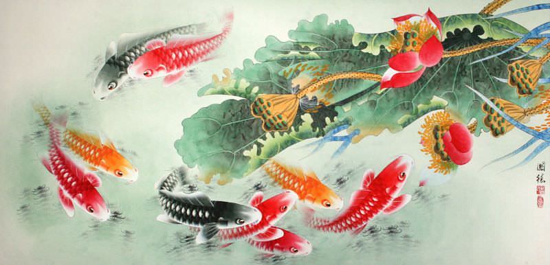 Large Koi Fish Painting
