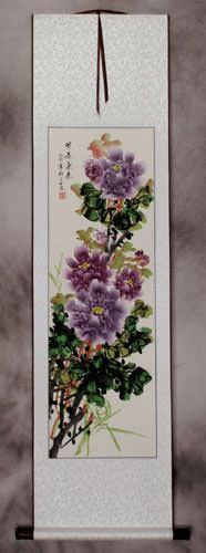 Purple Peony Flower Wall Scroll