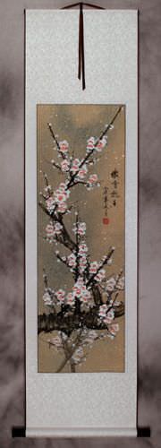 White Plum Blossom Wall Scroll