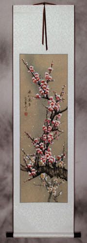 White/Pink Plum Blossom Wall Scroll