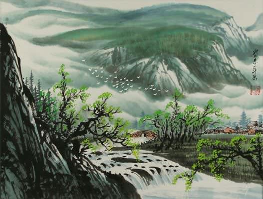 Chinese Early Spring Landscape Painting