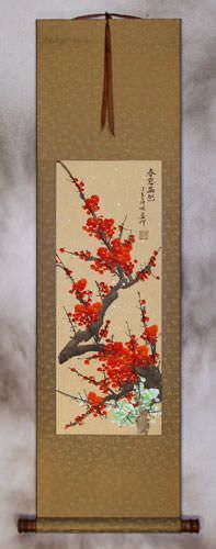 Colorful Plum Blossom Wall Scroll