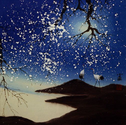 Blue Bird Names >> Blue Dreams - Asian Cranes Landscape Painting - Colorful ... Blue Bird Names >> Blue Dreams - Asian Cranes Landscape Painting - Colorful ...