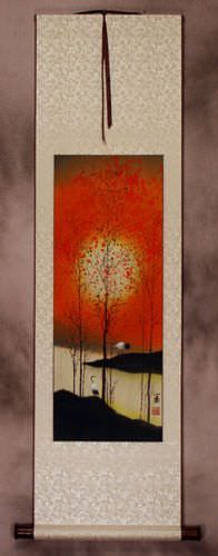Sounds of Autumn Cranes Wall Scroll