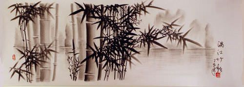 Charcoal Bamboo Landscape Art