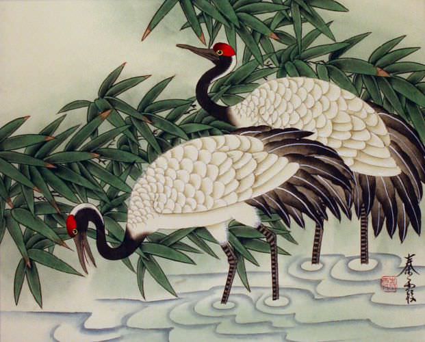 Cranes in Bamboo Painting