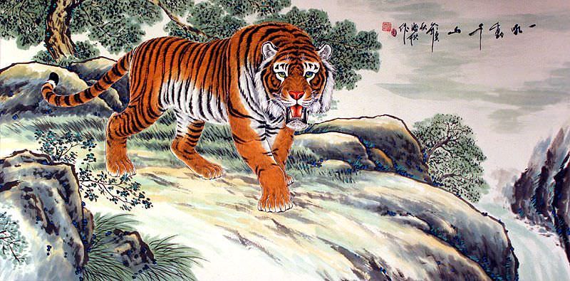 Large Chinese Tiger Painting