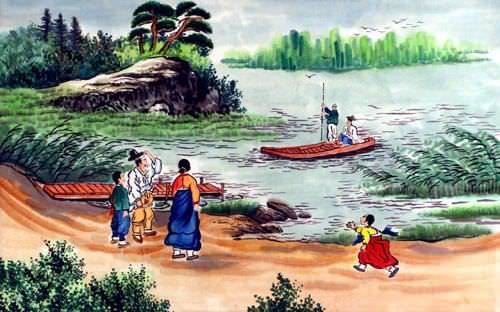 North Korean Riverside Scene Painting