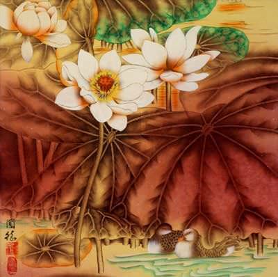 Fantasy Ducks and Lotus Painting