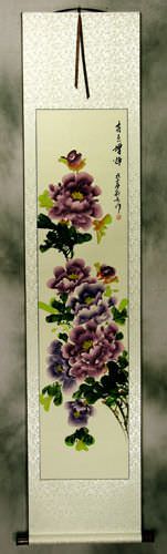 Purple Peony Flower Wall Scroll