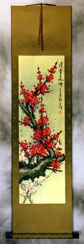 Colorful Red Plum Blossom Wall Scroll