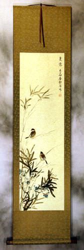 Summer Wishes - Bird and Flower Wall Scroll