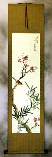 Enjoy the Beauty of Spring - Bird and Flower Wall Scroll
