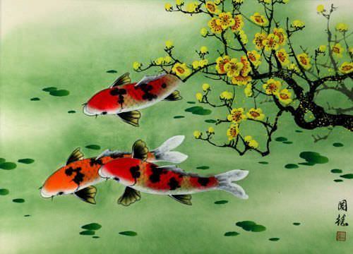 Koi Fish & Plum Blossom Painting