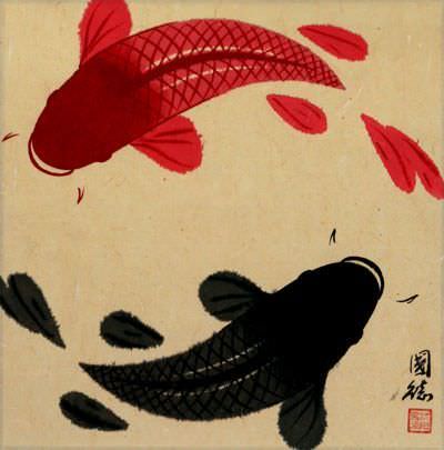 Yin Yang Koi Fish Painting
