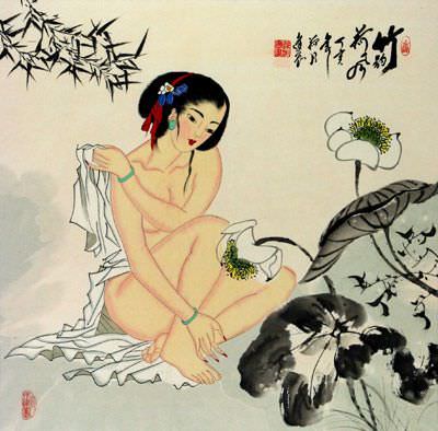 Partial-Nude Girl Painting