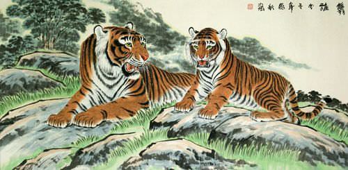 Tigers Take a Rest - Large Painting
