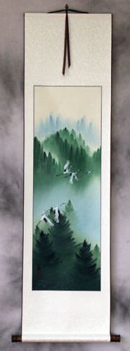 Colorful Cranes Wall Scroll