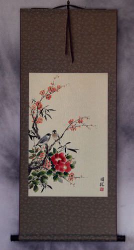 Bird & Flower - Asian Art Wall Scroll