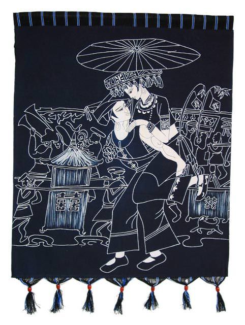 Piggy Back Ride Batik Wall Hanging