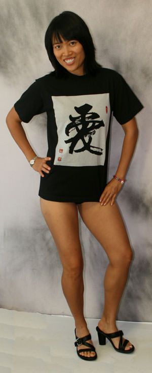 Cat wearing a Chinese Love Tee-Shirt