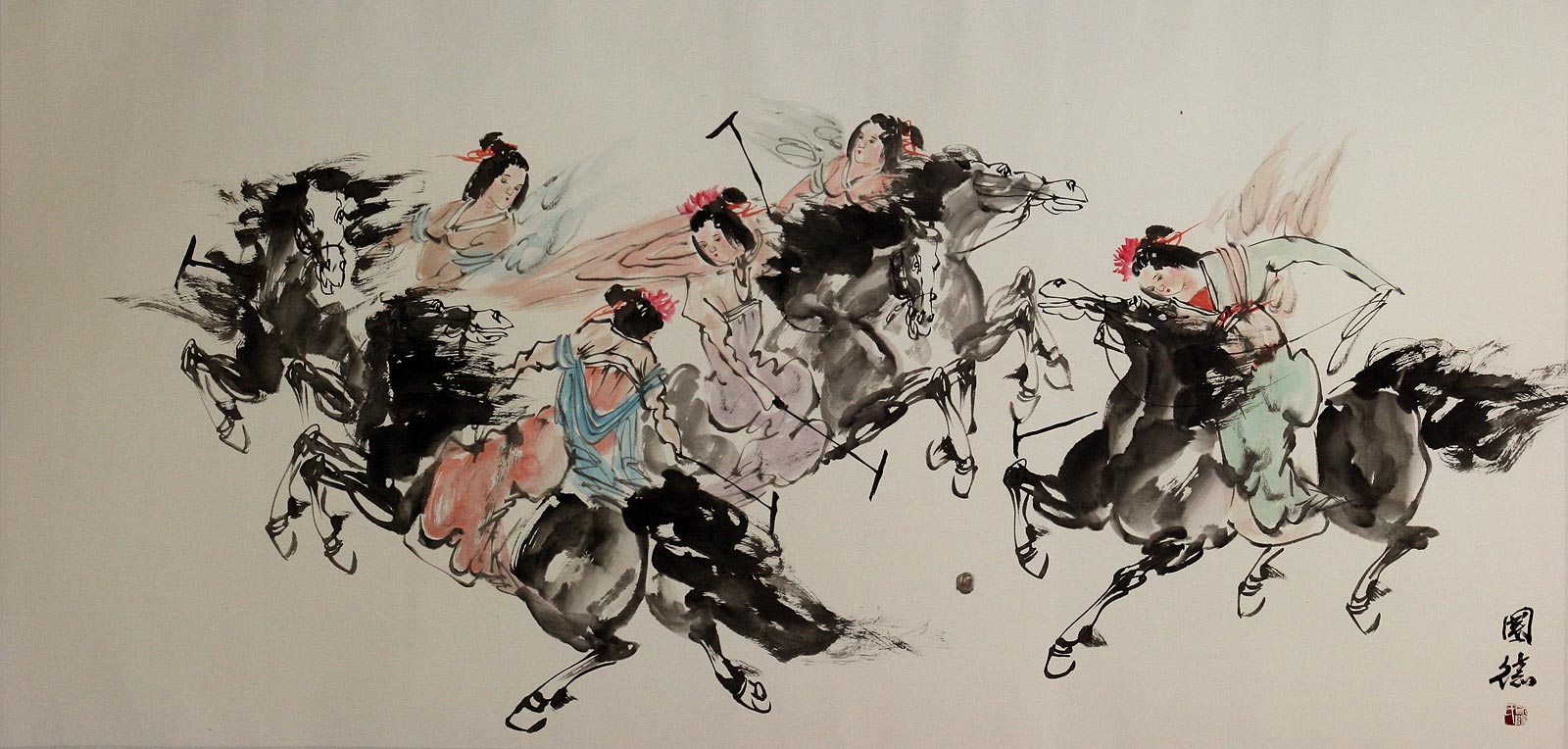 Ancient Chinese Polo on Horseback - Large Painting - Asian Horse