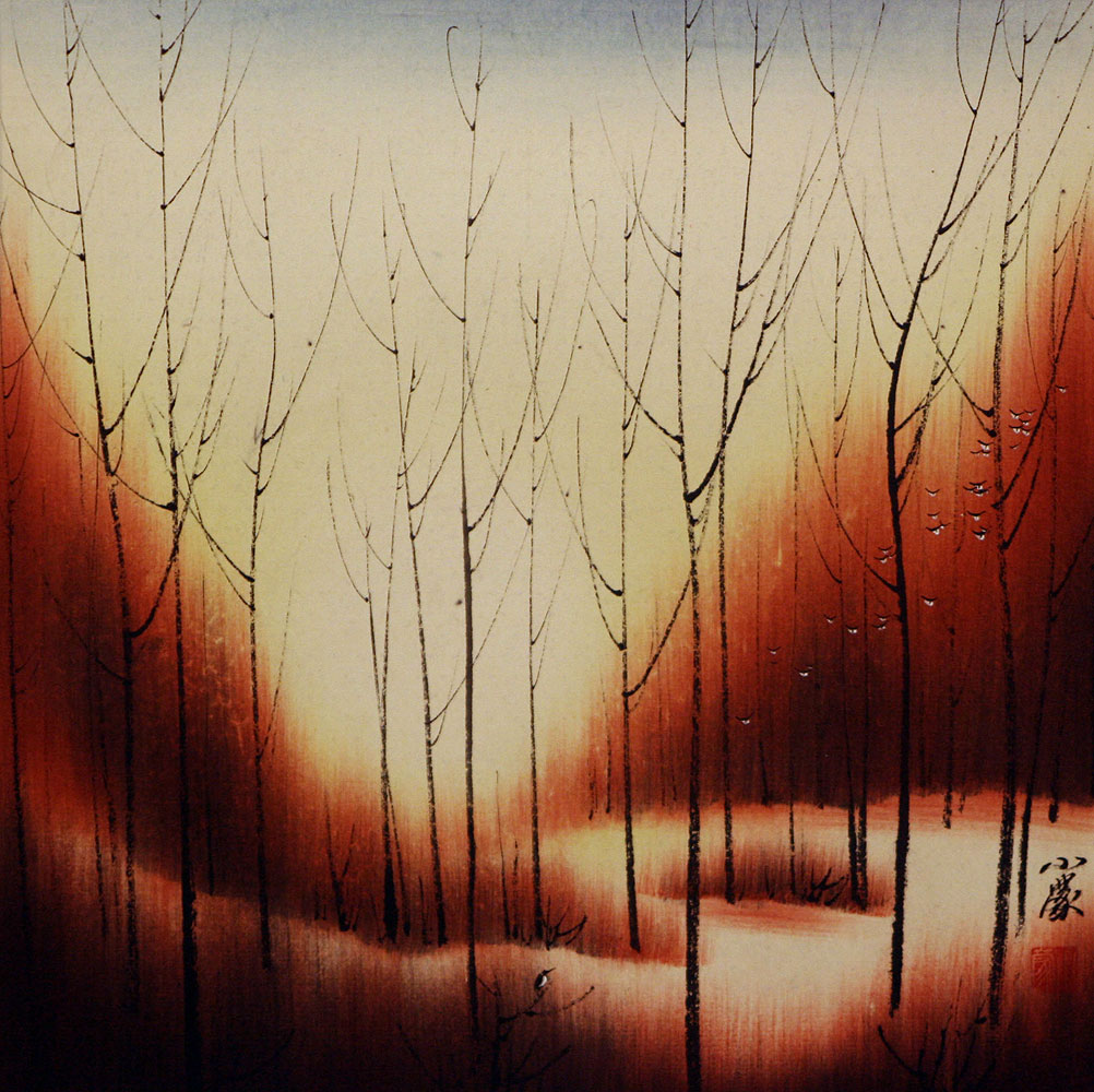  Sunset  Dyes the Forest with Color Asian  Painting  Asian  Art 
