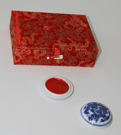 red box with ink