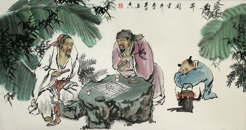 Big Men Playing Chess (Weiqi) Painting - Chinese Artwork